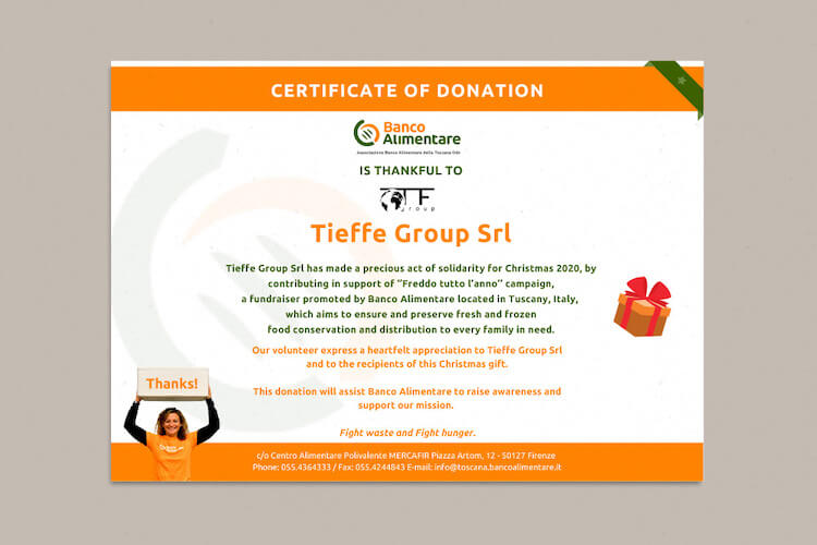 Tieffe (Italy) is involved with regional Food Bank solidarity