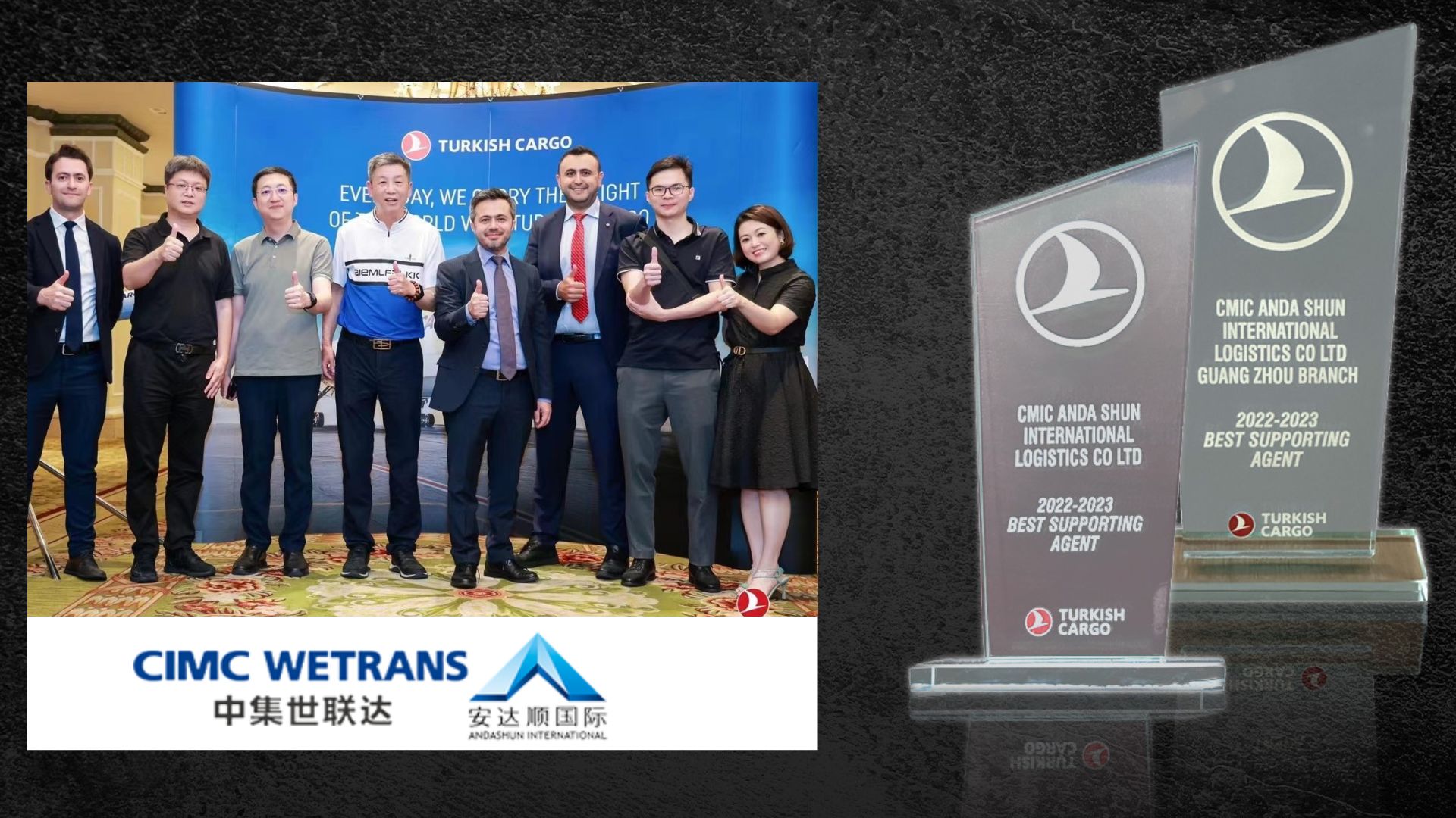 CIMC Anda Shun (China) Awarded the best supporting agent by Turkish Cargo